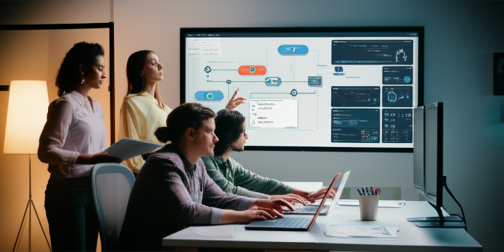 EQ Automation team of RPA experts collaborating on automation solutions